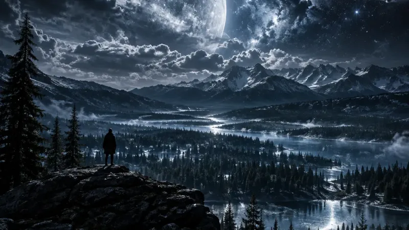 Moonlit Peaks 3D scene